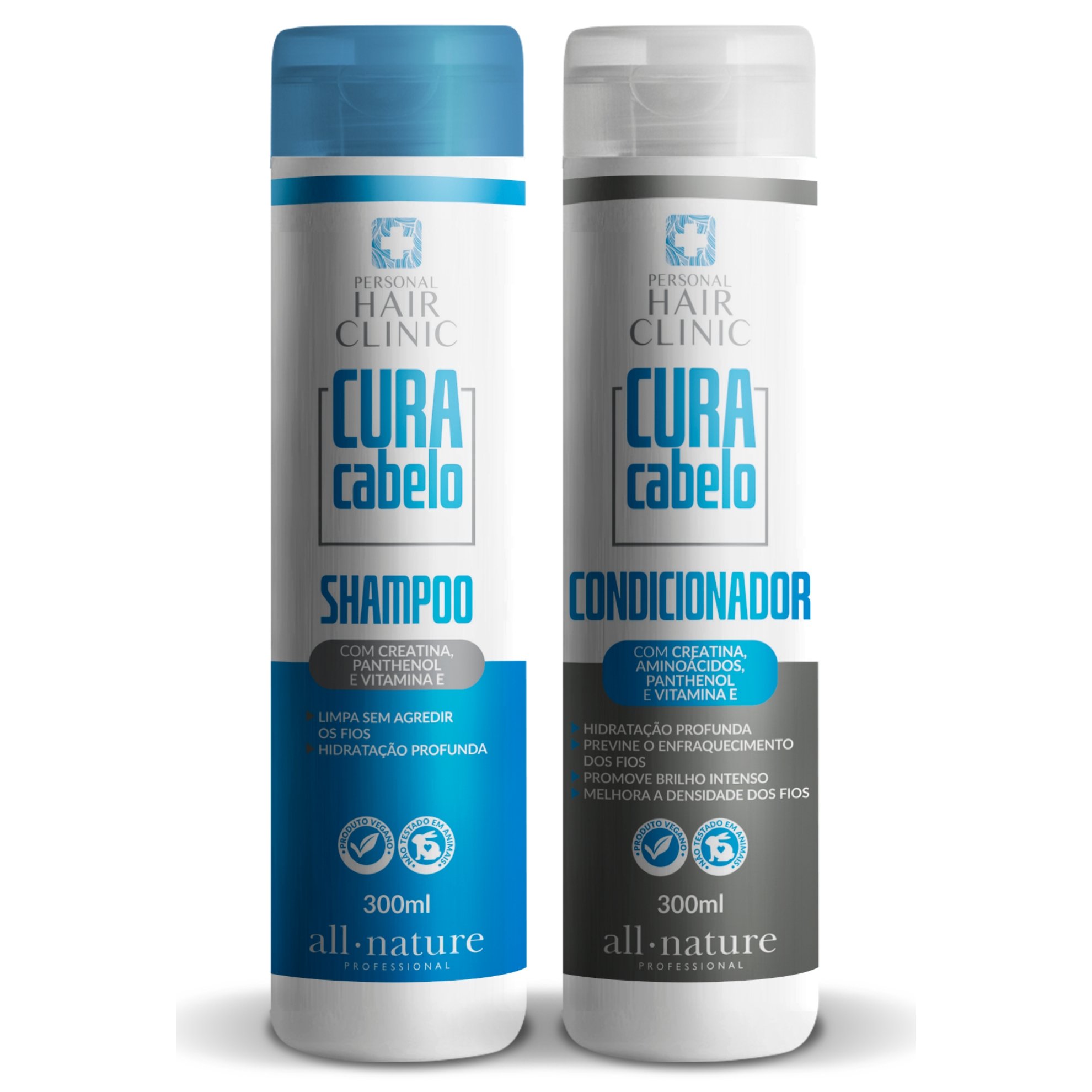 KIT Shampoo + Condicionador Cura Cabelo 300ml Creatina Panthenol