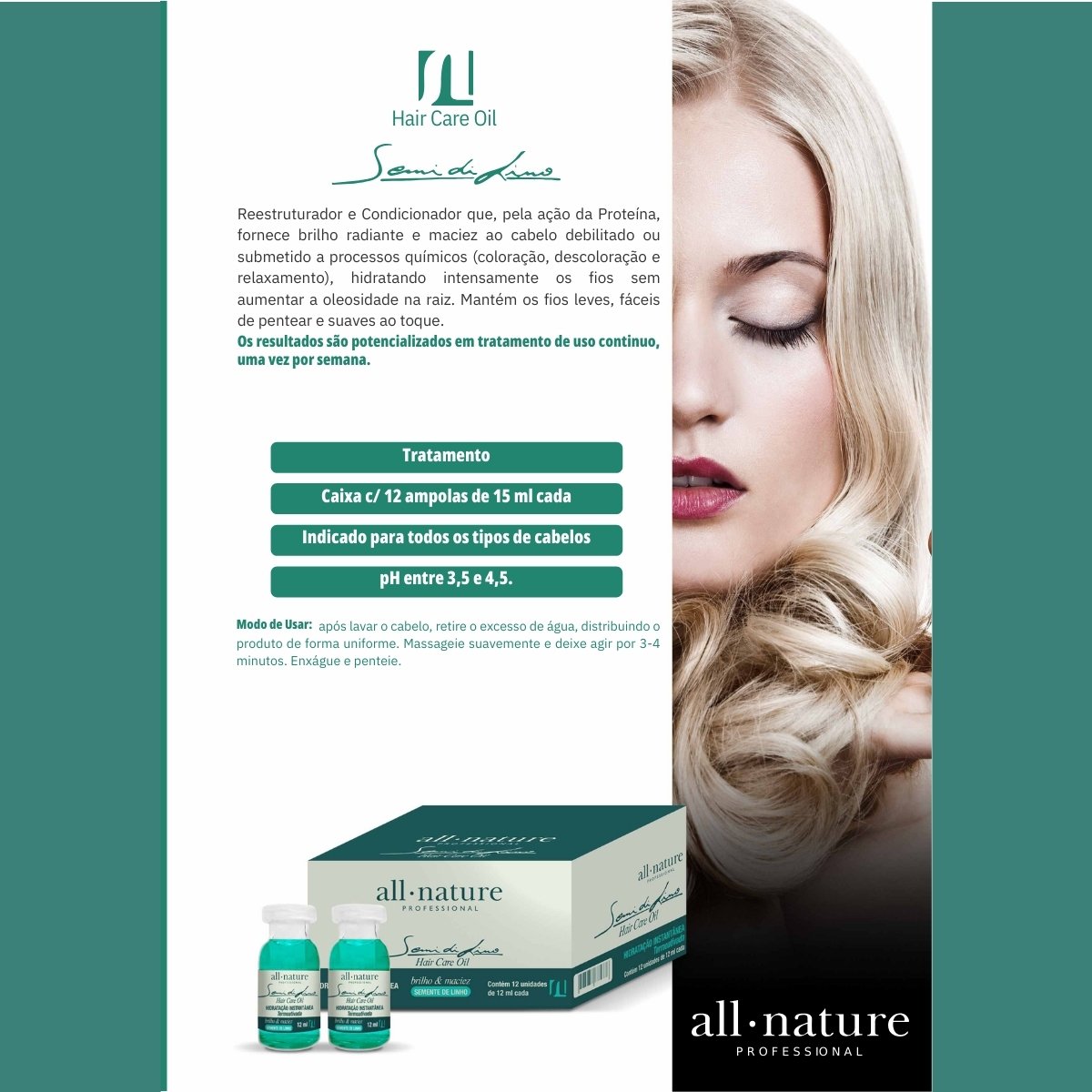 Óleo Semi Di Lino 60ml Hidratação e Restauração Instantânea