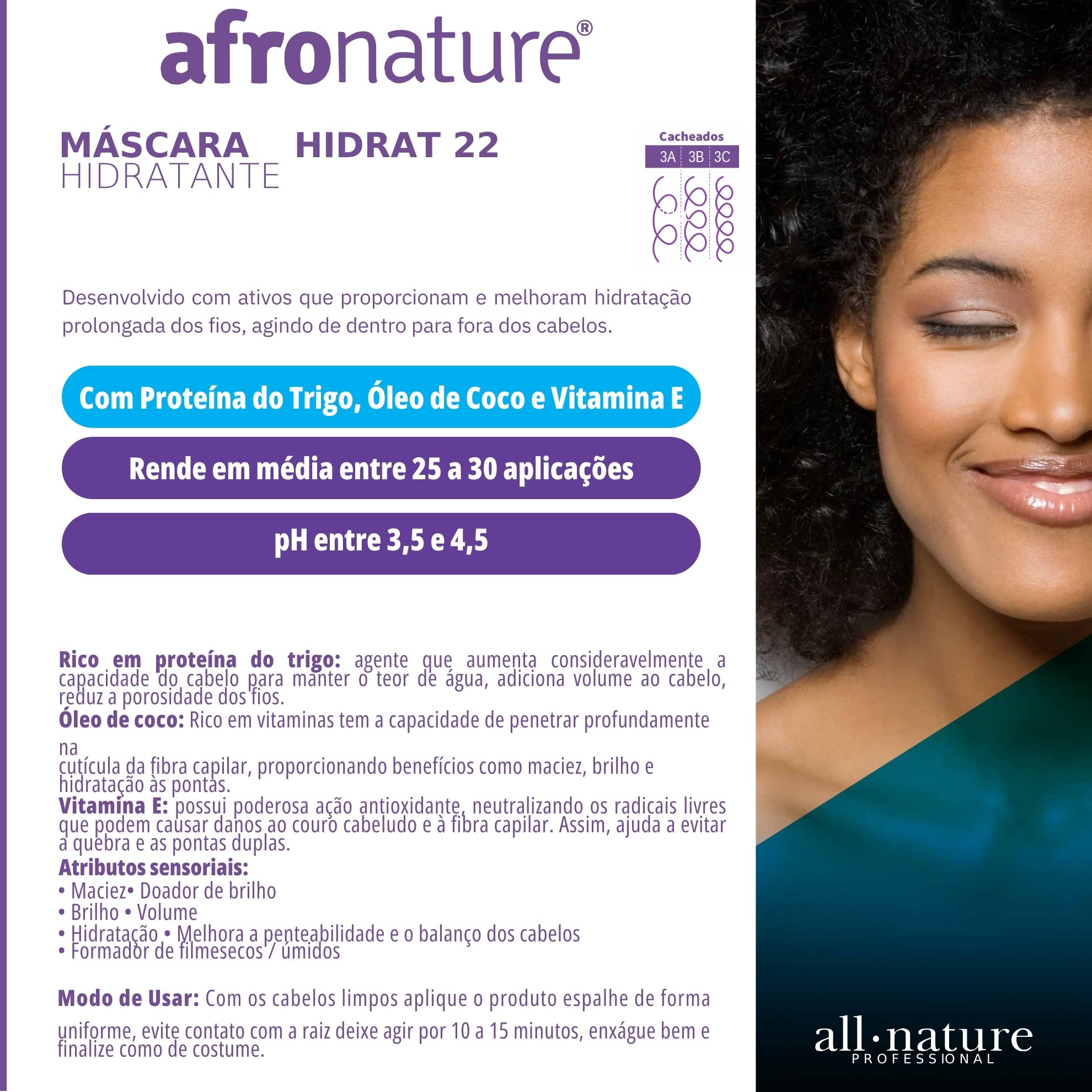 Hidrat 22 Leave-in 300ml com Filtro Solar | Cabelo Cacheado e Crespo